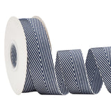 9M Polycotton(Polyester Cotton) Herringbone Ribbon, for Garment Accessories, Midnight Blue, 1 inch(25mm), about 9.84 Yards(9m)/Roll