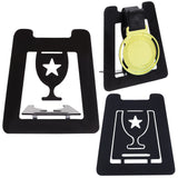 Iron Medal Display Stand, Medal Holder, Trapezoid with Trophy Pattern, Black, 128x118.5x2mm