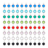 8 Color 304 Stainless Steel with Glass Charms, Faceted Flat Round, Stainless Steel Color, 9.5x6.5x2mm, Hole: 1.5mm, 10Pcs/color, 80Pcs/box