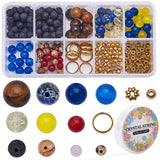 DIY Bracelets Making, with Natural/Synthetic Gemstone Beads and Glass Bead, Iron Bead Spacers and Brass Bead Frames, Mixed Color, 135x70x30mm