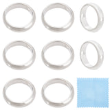 8Pcs Sterling Silver Bead Frame, Ring, with Suede Fabric Square Silver Polishing Cloth, Silver, 8.5x2.2mm, Hole: 1mm, Inner Diameter: 6.6mm