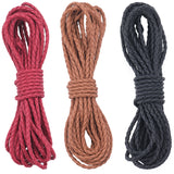 3 Bundles 3 Colors  Round Braided PU Imitation Leather Cords, Mixed Color, 4mm, about 5.47 Yards(5m)/Bundle, 1 bundle/color