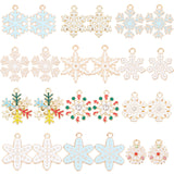 48Pcs 12 Style Christmas Alloy Enamel Pendants, with Rhinestone, Snowflake, Mixed Color, 15.5~24.5x14~19x1.5~3.5mm, Hole: 1.5~2mm, 4pcs/style