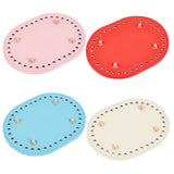 4Pcs 4 Colors Oval PU Leather Purse Bottom, with Iron Findings, Knitting Bag Accessories, Mixed Color, 11.1x14.5x0.5~1.05cm, Hole: 4.5mm, 1pc/color