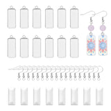 DIY Dangle Earring Making, with 304 Stainless Steel Pendant Cabochon Settings and 304 Stainless Steel Earring Hooks, Rectangle, Stainless Steel Color, Tray: 10x25mm, 30x11x2mm, Hole: 2mm, 20x19x3mm, Hole: 2mm, Pin: 0.7mm