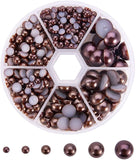 1Box ABS Plastic Imitation Pearl Dome Cabochons, Half Round, Coconut Brown, 4~12x2~6mm, about 660pcs/box
