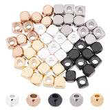 50Pcs 5 Colors 304 Stainless Steel Beads, Cube, Mixed Color, 4x4x4mm, Hole: 2~2.5mm, 10pcs/color