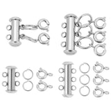 304 Stainless Steel Clasps Sets, include Slide Lock Clasps & Open Jump Rings & Smooth Surface Spring Ring Clasps, Stainless Steel Color