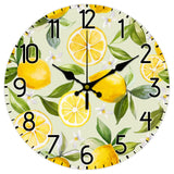 MDF Printed Wall Clock, for Home Living Room Bedroom Decoration, Flat Round, Lemon, 300mm