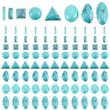 96Pcs 8 Style Synthetic Turquoise Cabochons, Dyed, Mix-shaped, 12pcs/style