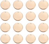 304 Stainless Steel Charms, Stamping Blank Tags, Smooth Surface, Flat Round, Golden, 15x1mm, Hole: 1mm, 30pcs/box