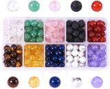 Natural and Synthetic Gemstone Beads, Round, 8mm, Hole: 1mm, about 25~30pcs/compartment, Packaging Box: 13.5x7x3cm
