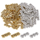 100Pcs 2 Colors Tibetan Style Alloy Multi-Strand Links, Spacer Bar, Rectangle with Flower, Antique Silver & Antique Golden, 17x6.5x4mm, Hole: 1.2mm, 50pcs/color