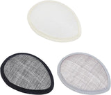 3Pcs 3 Colors Linen Teardrop Fascinator Hat Base for Millinery, Mixed Color, 130x104.5x15mm, 1pc/color
