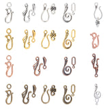 Tibetan Style Hook and Eye Clasps, Mixed Color, 14x10.8x3cm, 120pcs/box