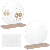 Round Transparent Acrylic Earring Stud Display Stand, Jewelry Organizer Holder for Earring Storage, with Wood Base, Clear, Finish Product: 4.8x15x15.5cm
