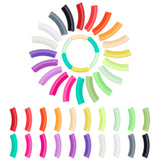 80Pcs 20 Colors Opaque Acrylic Beads, Curved Tube, Mixed Color, 80pcs/bag