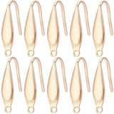 80Pcs 316 Stainless Steel Earring Hooks, with Vertical Loop, Ear Wire, Real 18K Gold Plated, 20.5x4.5mm, Hole: 1.2mm