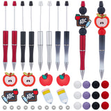DIY Beaded Pen Making Kit for Teachers' Day, Including Blackboard & Apple & Pencil Silicone Beads, Plastic Beadable Pens, Mixed Color, 52Pcs/bag