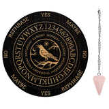 DIY Wiccan Altar Supplies Kits, with Cone Natural Rose Quartz Pendants, 304 Stainless Steel Cable Chain Necklaces and Wood Pendulum Board, Raven Pattern, 3pcs/set
