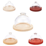 5 Sets 5 Style Top Knob Glass Dome Cover, Cloche Bell Jar Terrarium with Wood Base, Arch, Mixed Color, 30~50x21.5~39mm, Inner Diameter: 22~36mm, 1 set/style