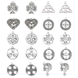 Tibetan Style Alloy Pendants, Knot Theme, Mixed Shapes, Antique Silver, 7.4x7.2x1.7, 20pcs/set