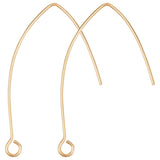 50Pcs Brass Earring Hooks, with Horizontal Loops, Nickel Free, Golden, 37~37.5x15~16x0.8mm, Hole: 2mm, 20 Gauge, Pin: 0.8mm