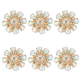 6Pcs Acrylic Rhinestone Buttons, with Brass Findings, Flower, Crystal AB, 26x12mm, Hole: 1.2mm