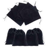 8Pcs Rectangle Black Velvet Pouches, with Drawstring, for Jewelry Gift Packaging Storage, Black, 24.7x20cm