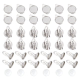 DIY Blank Dome Flat Round Earring Making Kit, Including 201 Stainless Steel Clip-on Earring Settings, Glass Cabochon, Stainless Steel Color, 100Pcs/box