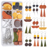 DIY Earring Making Kits, Including Wood Pendants & Beads, Iron Spacer Beads & Pins, Brass Bar Links Connectors & Earring Hooks, 304 Stainless Steel Pendants, Mixed Color