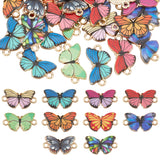 50Pcs 10 Colors Alloy Enamel Connector Charms, Light Gold, Butterfly, Mixed Color, 11.5x21x2mm, Hole: 1.6mm, 5pcs/color