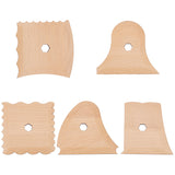 5Pcs 5 Style Ceramic Clay Craft Wood Modeling Tools Set, Peru, 7.9x7.6~9.7x0.5cm, Hole: 10.5x12mm, 1pc/style