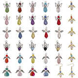 34Pcs 34 Style Glass & ABS Plastic Imitation Pearl Beaded Pendants, with Acrylic & Alloy Findings, Angel Charms, Mixed Color, 27~33x18~23.5x6~19.5mm, Hole: 2~3mm, 1Pc/style