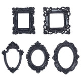 5Pcs 5 Styles Resin Embossed Photo Frames, for Jewelry Photography Photo Frame Decor Accessories, Mixed Shapes, 90~122x87~101x7~13mm, Inner Diameter: 51~79mm, 1pc/style