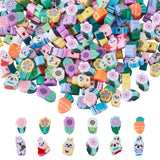 240Pcs 8 Style Cartoon Handmade Polymer Clay Beads, Rabbit/Carrot/Sunflower, Mixed Color, 9~12x4.5~9x4.5~5.5mm, Hole: 1.4~2mm, 20pcs/style