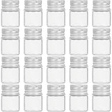 Glass Bottles, with Screw Aluminum Cap and Silicone Stopper, Empty Jar, Platinum, Clear, 3x2.2cm, Capacity: 5ml(0.17 fl. oz), 20pcs/box