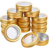 Round Aluminium Tin Cans, Aluminium Jar, Storage Containers for Jewelry Beads, Candies, with Screw Top Lid and Clear Window, Golden, 7.05x2.5cm, capacity: about 60ml