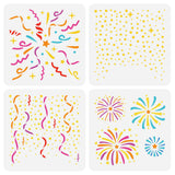 4Pcs 4 Styles PET Hollow Out Drawing Painting Stencils, for DIY Scrapbook, Photo Album, Star, 150x150mm, 1pc/style