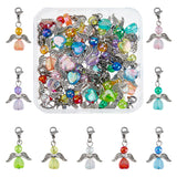 36Pcs 9 Colors Transparent Acrylic Angel Charm Decorations, with 304 Stainless Steel Lobster Claw Clasps, Mixed Color, 33mm, 4pcs/color