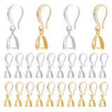 2 Sets 2 Colors Brass Earring Hooks, with Ice Pick Pinch Bails, Platinum & Golden, 25mm, Pin: 0.8mm and 1mm, 10pcs/set, 1 set/color