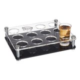 Acrylic Shot Glasses Holders, with 304 Stainless Steel Support Standoff Pins, Beer Wine Glasses Organizer Rack for Family Party Bar Pub, Rectangle, Black, 220x170x50mm