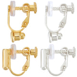 16Pcs 2 Style Rack Plating Brass Clip-on Earring Findings, Screw Earring Converters for Non-pierced Ears, with 16Pcs Silicone Clip on Earring Pads, 925 Sterling Silver Plated & Real Gold Plated, 16~16.5x13~14.5x5mm