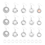 20Pcs 5 Styles Glass Blank Dome Dangle Earrings, Flat Round 201 Stainless Steel Earrings with 304 Stainless Steel Pins, Stainless Steel Color, 43~50mm, Pin: 0.7mm, 4Pcs/style