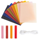 Beeswax Honeycomb Sheets, with Cotton Cord, for Candle Making, Mixed Color, Sheets: 200x150x2.5~3cmm, 9pcs, Cord: 2x1mm, 10m