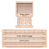 Wooden Knitting Measuring Tools Set, Wraps Guide & Cross Stitch Gauge, BurlyWood, 9.95~14.95x10~25x0.5cm, 2pcs/set