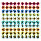 Luminous Eye Printed Glass Cabochons, Half Round/Dome, Mixed Color, 12x4mm, 100pcs/bag