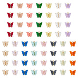 60Pcs 15 Colors Acrylic Charms, with Alloy Finding, Butterfly Charm, Mixed Color, 13x14x3mm, Hole: 2mm, 4pcs/color