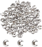 304 Stainless Steel Crimp Beads Covers, with Bead Container, Stainless Steel Color, 5mm In Diameter, about 100pcs/box