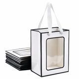 Rectangle Paper Gift Bags, with Clear Window, Shopping Bags with Handle, Candy Bag for Birthday, Wedding, White, 20x15x10.3cm